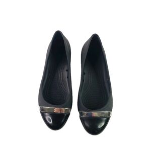 CROCS Black Flats with Silver Accent Womens Size 7